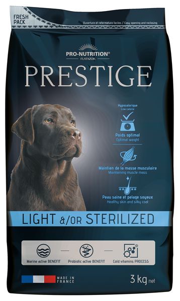 PRESTIGE ADULT LIGHT &/OR STERILIZED для собак всех пород со склонностью к избыточному весу и/или стерилизованных 3 кг 700123C4 фото