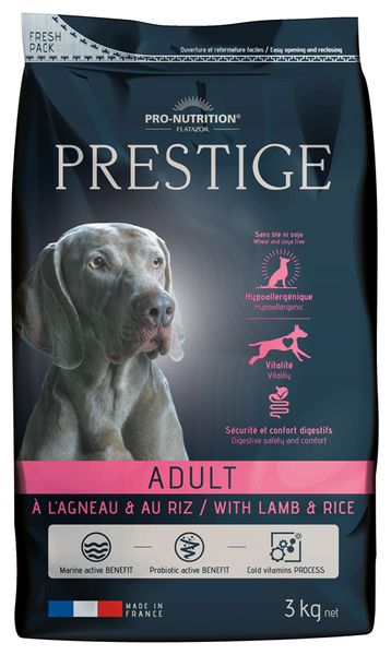 PRESTIGE ADULT LAMB/RICE для дорослих собак усіх порід з ЯГНЯМ та РИСОМ (без пшениці та сої) 3 кг 700124C4 фото