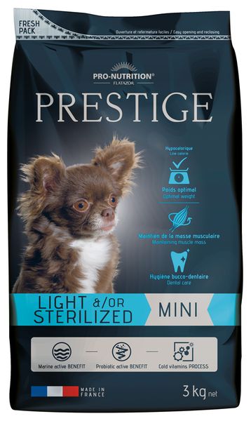 PRESTIGE ADULT MINI LIGHT &/OR STERILIZED для дорослих собак малих порід зі схильністю до надмірної ваги та/або стерилізованих 3 кг 700097C4 фото