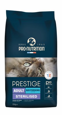 PRESTIGE CAT ADULT STERILIZED FISH Повнораціонний сухий корм для дорослих стерилізованих кішок, кастрованих котів з рибою. Підходить при надмірній вазі. 10 кг. 203990 фото
